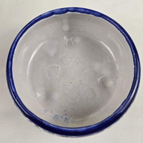 Blue White Trinket Box w/Lid Signed Castillo Hand Made in Mexico Glazed Pottery - Picture 6 of 12